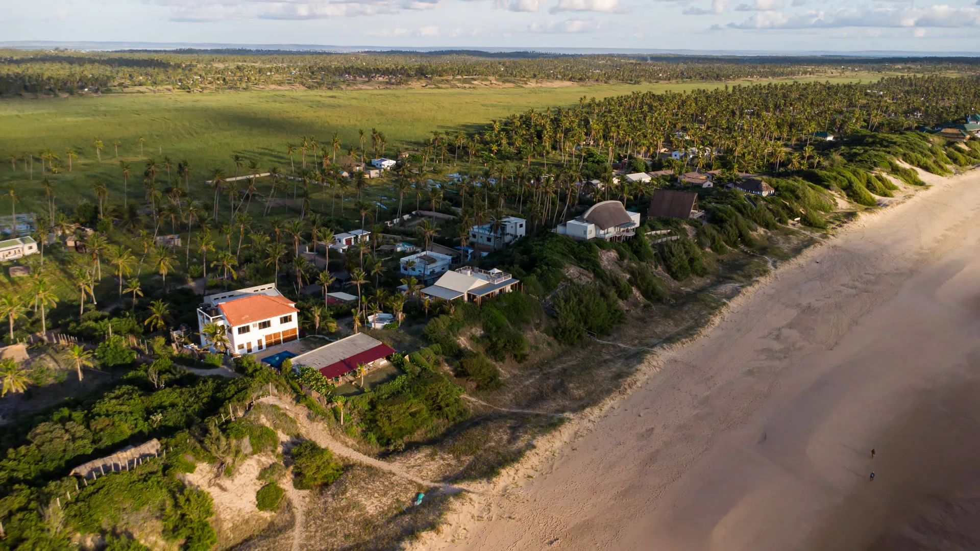 Overhead view of the villa and beach access